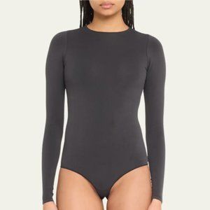 SKIMS Essential Smoothing Long-Sleeve Thong Bodysuit - Black S/M